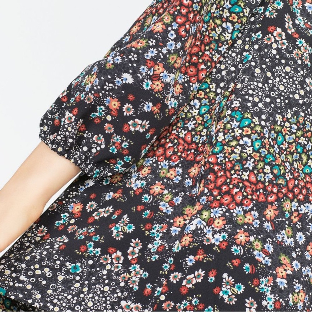 Zara V Neck Multicolor Long Sleeve Boho Romper Medium - Picture 8 of 12